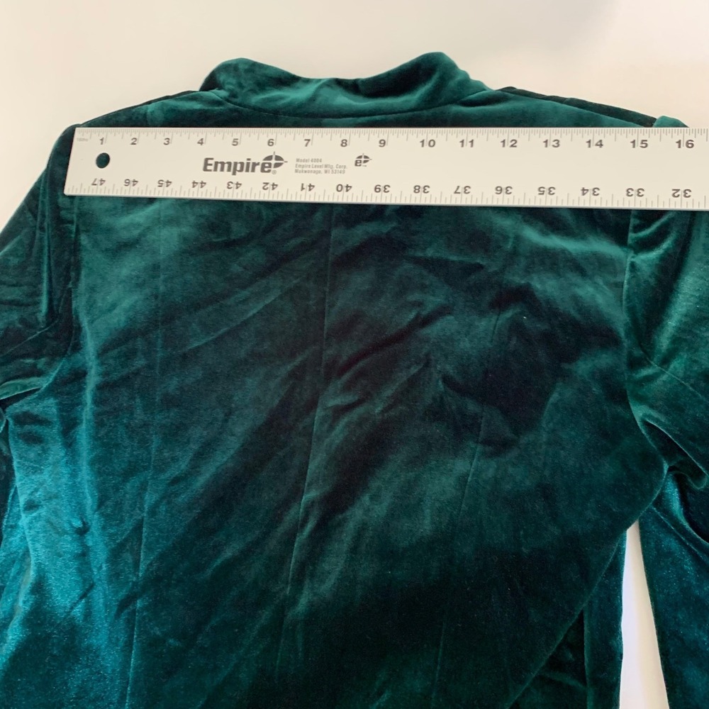 Calvin Klein Velvet Blazer Women 6 Green Emerald Holiday Academia Christmas Chic - Picture 11 of 12